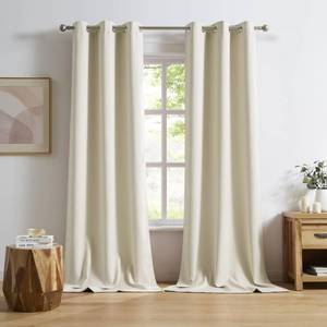 lot 86196 image: DUALIFE 96 Inch Length Cream Beige Curtains Blackout Window Drapes for Bedroom Thermal Insulated Room Darkening Curtains 2 Panels for Living Room,Grommet Top 42x96 Inches Long Buttercream