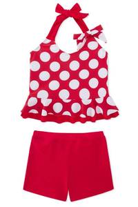 lot 86198 image: 2pcs Swimwear for Big Girls Size 8 Ruffle Sleeveless Tops Bathing Suits with Mesh Liner Boyshorts 8 9 Year Old American Girl 3D Floral Print Cool Polka Dots Swimsuits Birthday Party Swimming, 8-10 XL