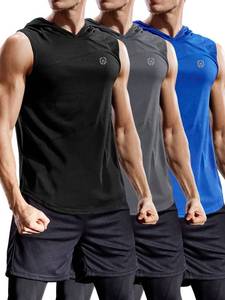 lot 86199 image: NELEUS 3 Pack Workout Athletic Gym Muscle Tank Top with Hoods,5036,Black,Blue,Grey,US L, EU XL