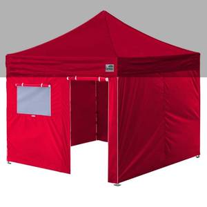 lot 86216 image: Eurmax USA Full Zippered Walls for 10 x 10 Easy Pop Up Canopy Tent,Enclosure Sidewall Kit with Roller Up Mesh Window and Door 4 Walls ONLY,NOT Including Frame and TopRed