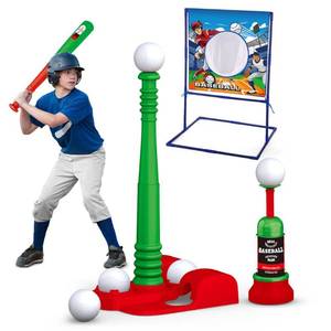 lot 86250 image: VATOS T Ball Sets for Kids 3-5, Kids Teeball Toy Sets with Baseball Target Fixed & Ejection Baseball Batting Tee 6pcs Baseballs, Adjustable Height Teeball Batting Tee Outdoor Toys Gifts for Boys 3-12