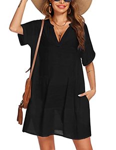 lot 86253 image: AIMAGE Women Bathing Suit Cover Up Swimsuit Dress Plus Size Sexy Bikini Beach Tunic Top Summer Beachwear Large
