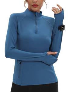 lot 86258 image: Runhit Long Sleeve Workout Shirts for Women UPF 50 Sun Protection Shirts with Thumbhole Running Hiking Shirts for Yoga Tennis Golf Gray Blue Large