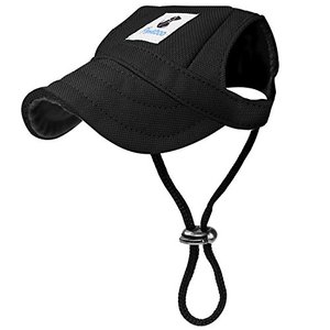 lot 86261 image: Pawaboo Dog Baseball Cap, Adjustable Dog Outdoor Sport Sun Protection Baseball Hat Cap Visor Sunbonnet Outfit with Ear Holes for Puppy Small Dogs, Small, Black