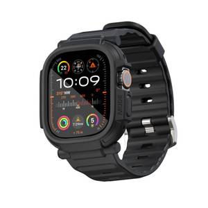 lot 86267 image: elkson Made for Apple Watch Ultra 2 1 Bumper Case Band 49mm Screen Protector Tempered Glass, Quattro Pro 2.0 Series Rugged for iWatch, Military Grade Durable Protective Cover, Shock Proof, Black