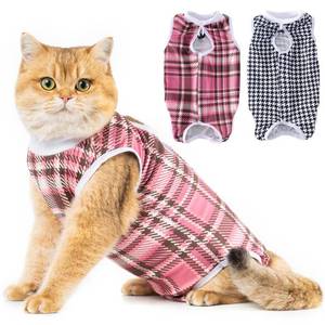lot 86276 image: Avont 2 Pack Cat Recovery Suit - Kitten Onesie for Cats After Surgery, Surgical Spay Recovery Suit Female for Abdominal Wounds or Skin Diseases Protection -BlackPink Plaid(L)