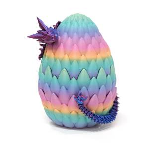 lot 86304 image: Flavery Dragon Egg - Surprise Egg Toy with Flexible Pearly Sheen Dragon Inside, 3D Printed Gift, Articulated Dragon Fidget Toy (12� Dragon-Candy Color Series CCLP)