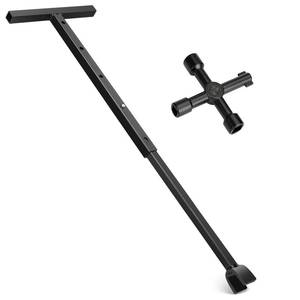 lot 86307 image: Eapele Water Meter Key 29 Inch Water Shut Off Tool Adjustable Length Enforced Steel T-Handle With 4-way Multi-Functional Universal Cross Key