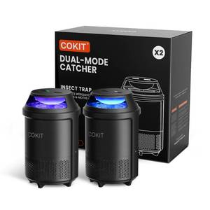 lot 86310 image: COKIT Indoor Insect Trap 2 Pack Fruit Fly Trap for Indoors Dual-Mode Bug Zapper Indoor Insect Trap with Suction, Bug Light & 6 Glue Boards Non-Zapper Traps for Mosquito, Gnat, Moth, Fruit Flies