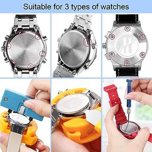 lot 86313 image: JOREST Watch Battery Replacement Kit, Watch Repair Screwdriver, Watch Band Replacement tool, Watch Wrench Back Remover, Watch Case Opener, Watch Back Remover Holder, Spring bar, Tweezers