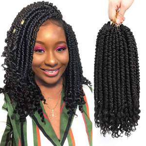lot 86324 image: Fayasu Pre Spring Twist Crochet Hair Senegalese Crochet Braids For Black Women Synthetic Passion Twist Braiding Hair Pre Looped Short 12inch Crochet Hair Curly #1B