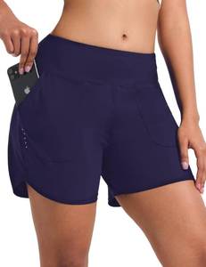 lot 86334 image: BVVU Womens 5 inch Swim Board Shorts Tummy Control Swimsuit Bottoms UPF50 High Waisted Beach Shorts for Women with Liner Navy Blue Medium