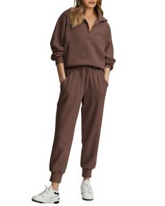 lot 86342 image: BTFBM Womens 2 Piece Tracksuit Fall Outfits 2024 Long Sleeve Half Zip Sweatshirt Sweatpants Lounge Set With Pockets(Solid Coffee,Small)