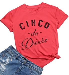 lot 86347 image: Cinco De Drinko Funny T-Shirt Womens Casual O-Neck Short Sleeve Party Tee Gift size XXL (Watermelon Red)