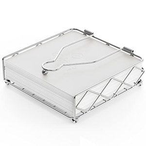 lot 86374 image: Lxmons Modern Napkin Holder for Table, Horizontal Tissue Dispenser for Kitchen Countertop, Dining or Picnic Table Dcor, Metal Paper Napkin Organizer for Restaurant, Flat Cocktail Napkin Caddy, Silver