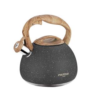 lot 86381 image: POLIVIAR 2.7 Quart Tea Kettle, Natural Stone Finish, Food Grade Stainless Steel, Loud Whistle, Anti-Rust, Suitable for All Heat Sources (JX2018-GR20)