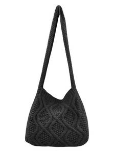 lot 86386 image: Verdusa Womens Crochet Shoulder HandBags Hobo Knitted Tote Bag Shopping Bags Black one-size