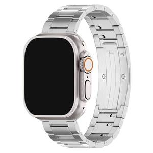 lot 86397 image: LDFAS Compatible for Apple Watch Ultra 32 Band 49mm Titanium Metal Men Watch Strap with Super Scratch Resistant Compatible for Apple Watch Series 98 45mm Band, SSR-Silver - Retail $103.84