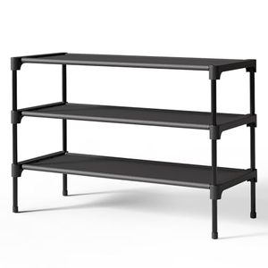 lot 86403 image: Kitsure Shoe Rack - Premium Non-Woven Shoe Rack Shelf, Shoe Organizer for Closet, Entryway, Garage & Corridor, Sturdy & Durable Long Stackable Shoe Shelves, X-Large, Black