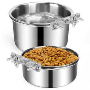 lot 86405 image: YECERCAN Dog Crate Water Bowl No Spill 40oz & 60oz, 2 Pack Stainless Steel Large Dog Water Bowls for Cage, Crate, Kennel - Hanging Detachable Pet WaterFood Bowl for Indoor & Outdoor