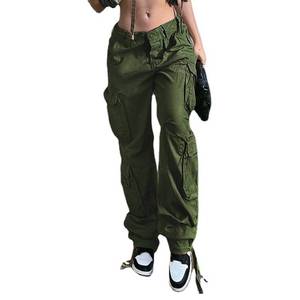 lot 86406 image: Viatabuna Womens High Rise Straight Leg Y2K Streetwear Cargo Pants Baggy Boyfriend Pants with Pocket Green Medium