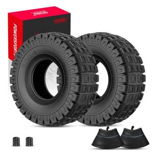 lot 86419 image: RUTU Knobby Tread 3.00-4 Tire & Inner Tube - For Offroad Go Kart, ATV, Scooter, Utility Dolly, Hand Truck Tires, 4 Wheeler Vehicle - Durable, 3.00-4 260x85 10x3 Size, Max Load 375lbs - 2 Set