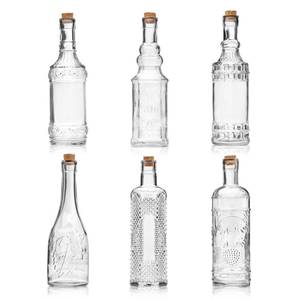 lot 86425 image: BULK PARADISE Assorted Clear Glass Bottles with Corks, 6 Pack, 2.5in X 9in, 16oz