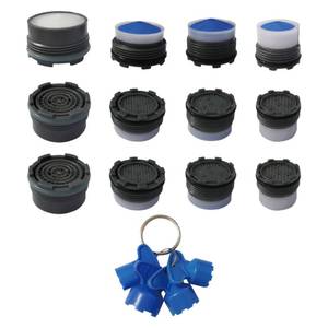 lot 86435 image: 12 Pieces Faucet Cache Aerator of 4 Sizes Insert Aerator, 4 Pieces Removal Wrench Tool for Male 16.5 18.5 21.5 24mm Tap Aerator, Water Saving Flow Restrictor Replacement Set for Bathroom Kitchen Sink
