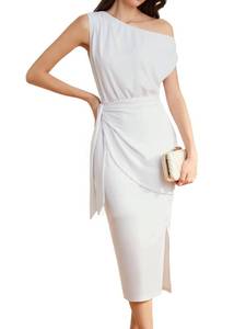 lot 86444 image: GRACE KARIN Formal Dress for Women 2024 Trendys One Shoulder Cocktail Bodycon Dress White M