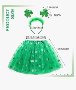 lot 83405 image: DRESBE St. Patricks Day Costume Set Green Light Up Shamrock Headband Skirt Irish LED Headband Tutu for Women and Girls(2pcs)