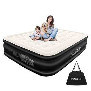 lot 83427 image: Vinitin Air Mattress Queen with Built in Pump, 18 Elevated Inflatable Blow Up Mattress with Self-InflationDeflation, Soft Flocked Top Air Bed for Guest, Home,Camping, 80x60x18in, 660lb Max - Retail $80.22