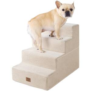 lot 83434 image: EHEYCIGA Dog Stairs for Bed 18�H, 4-Step Dog Steps for High Bed, Pet Steps for Small Dogs and Cats, Non-Slip Balanced Dog Indoor Ramp, Beige