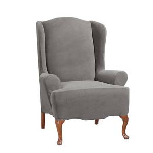 lot 83449 image: SureFit Stretch Morgan 1 Piece Wing Chair Slipcover in Gray