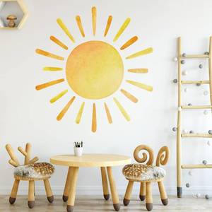 lot 83452 image: 41.7� X 39.8� Watercolor Boho Sun Wall Decals Peel and Stick, PVC Sunrise Wall Stickers, Yellow Sunshine Wall Art Decor for Kids Room Playroom Nursery Bedroom
