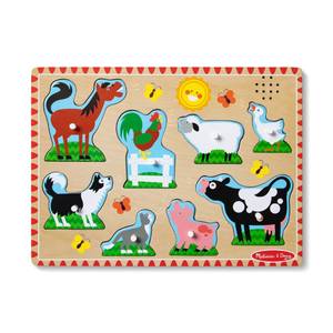 lot 83455 image: Melissa & Doug Farm Animals Sound Puzzle - Wooden Peg Puzzle With Sound Effects (8 pcs)
