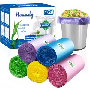 lot 83468 image: 4 Gallon Small Garbage Bags 250 Counts,Trash Bag Bin Liners, 12-15 Liters Bin Bags Wastebasket Bags for home office kitchen Trash Can,Bathroom,Bedroom 5 Color