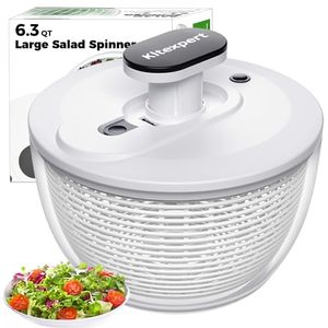 lot 83470 image: Kitexpert Effective Large Salad Spinner 6.3 Qt,Easy to use pro Pump Spinner with Bowl, One-Handed Pump Dishwasher Safe Multiple Use Spinner-Black