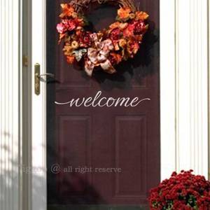 lot 83472 image: Front Door Welcome Sign Welcome Wall Decal Home Decor Vinyl Wall Art Door Decal Quote 2h x 12w