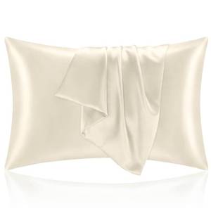 lot 83476 image: BEDELITE Satin Pillowcase for Hair and Skin, Super Soft and Cooling Similar to Silk Pillow Cases 2 Pack with Envelope Closure, Gift for Women Men(20x26 Standard Size, Beige)