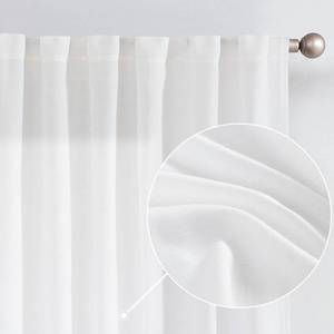 lot 83477 image: jinchan Linen White Curtains 63 Inch Length for Living Room Farmhouse Rod Pocket Back Tab Light Filtering Window Drapes for Bedroom Curtains Off White 2 Panels