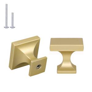 lot 83486 image: Haliwu 10 PackGold Cabinet Knobs, Brushed Gold Knobs Square Knobs Gold Dresser Knobs Drawer Knobs Kitchen Hardware Zinc Alloy Knobs