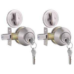 lot 83487 image: Gobrico 2 Keyed Alike Single Cylinder Deadbolts Door Locks, Satin Nickel