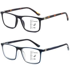 lot 83488 image: Missfive 2 Pack Super-Flexible-Spring-Hinge Multifocus Progressive Reading Glasses for Men Women, Blue Light Blocking Multifocal No-Line Readers Lightweight Eyeglasses,Workspace for Near Range, 2.5x