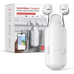 lot 83498 image: SwitchBot Automatic Curtain Opener - Bluetooth Remote Control Smart Curtain with AppTimer, Upgraded High-Performance Motor, Add SwitchBot Hub to Work with Alexa, Google Home, HomeKit (Curtain 3, Rod) - Retail $86.53