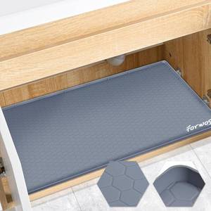 lot 83499 image: FORWOS Under Sink Mat, 34 x 22 Silicone Mats for Kitchen Waterproof, Under Sink Cabinet Organizers and Storage, Sink and Cabinet Protector, Under Sink Tray for Bathroom (Grey)