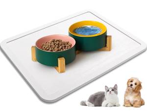 lot 83512 image: Pet Feeding Diatomite Mat - Absorbent Dog Mat for Food and Water Bowl, No Stains & Anti-Slip Quick Dry Water Dispenser Pad, Dog Accessories Pet Supplies, Sleek Slate Finish for Modern Feeder, 12x16