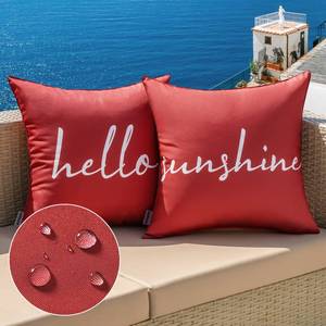lot 83514 image: MIULEE Outdoor Waterproof Throw Pillow Covers Set of 2 Hello Sunshine Decorative Outdoor Square Pillowcases for Chair Patio Garden Couch Tent Balcony Sofa Yellow 16x16 Inch