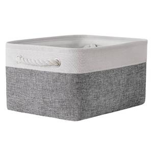lot 83530 image: TheWarmHome Organization and Storage Basket for Shelves - 1 Pack 14x10x6.7 inch Collapsible Storage Bins, Fabric Storage Cubes for Closet Organizer Toy Gift Cloth (White & Grey)