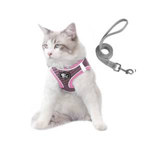 lot 83538 image: Dog and Cat Universal Harness with Leash - Cat Harness Escape Proof - Adjustable Reflective Step in Dog Harness for Small Dogs Medium Dogs - Soft Mesh Comfort Fit No Pull No Choke, Pink, L