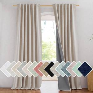 lot 83540 image: NICETOWN 100% Blackout Natural Linen Bedroom Curtains 95 Length with Thermal Insulated Liners, Farmhouse Style Room Cooling Small Window Draperies for Living Room (2 Panels, 52 W)